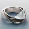 Bague Ormé Édition Argent rhodié avec cuir taupe