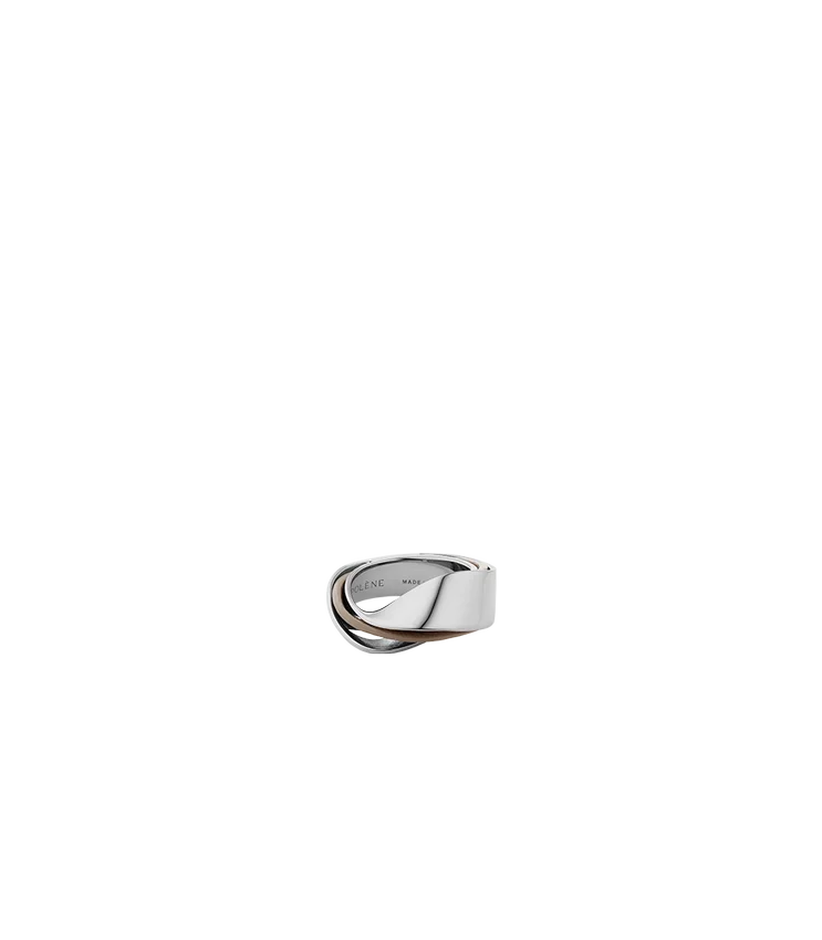 Bague Ormé Édition Argent rhodié avec cuir taupe