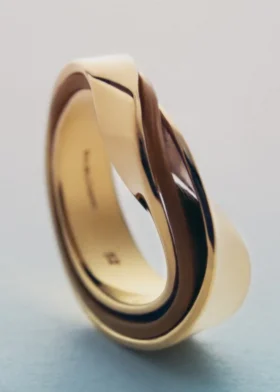 Bague Ormé Edition plaquée or avec cuir camel