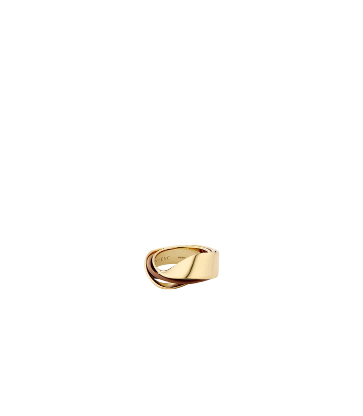 Bague Ormé Edition plaquée or avec cuir camel