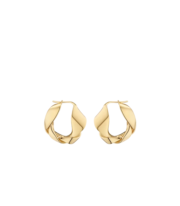 Boucles d’oreilles créoles ondulées Éole, édition dorée