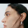 Boucles d’oreilles créoles Ormé, édition argent rhodié avec cuir taupe