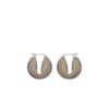 Boucles d’oreilles créoles Ormé, édition argent rhodié avec cuir taupe