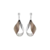 Boucles d’oreilles pendantes Ormé, édition argent rhodié avec cuir taupe