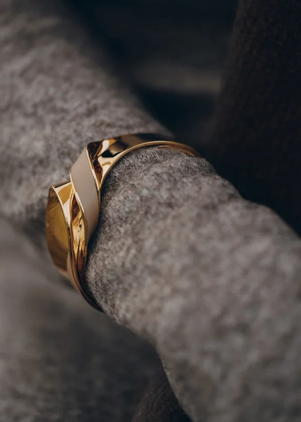 Bracelet manchette Éole Édition Cuir Taupe
