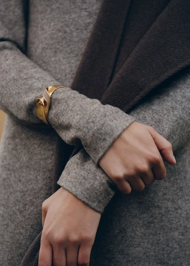 Bracelet manchette Éole Édition Cuir Taupe