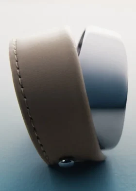 Bracelet Ormé Edition Argent rhodié avec cuir taupe