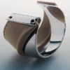 Bracelet Ormé Edition Argent rhodié avec cuir taupe