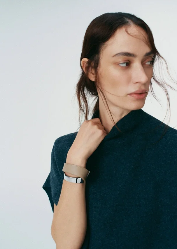 Bracelet Ormé Edition Argent rhodié avec cuir taupe