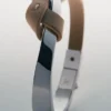 Bracelet Ormé Edition en argent rhodié avec cuir taupe