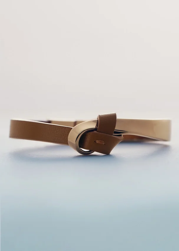 Bracelet Ormé Edition plaqué or avec cuir camel