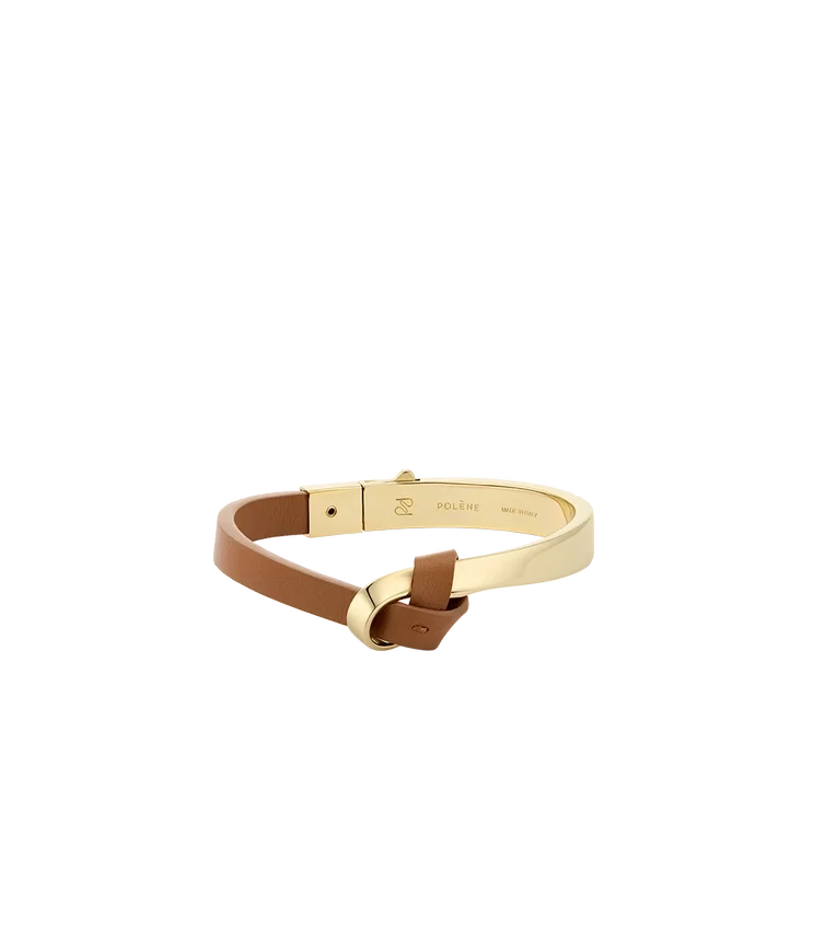 Bracelet Ormé Edition plaqué or avec cuir camel