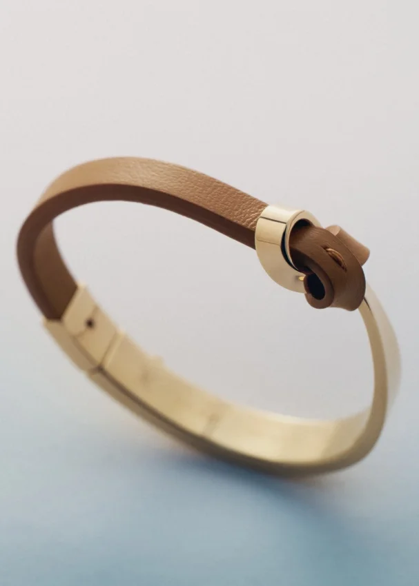 Bracelet Ormé Edition plaqué or avec cuir camel