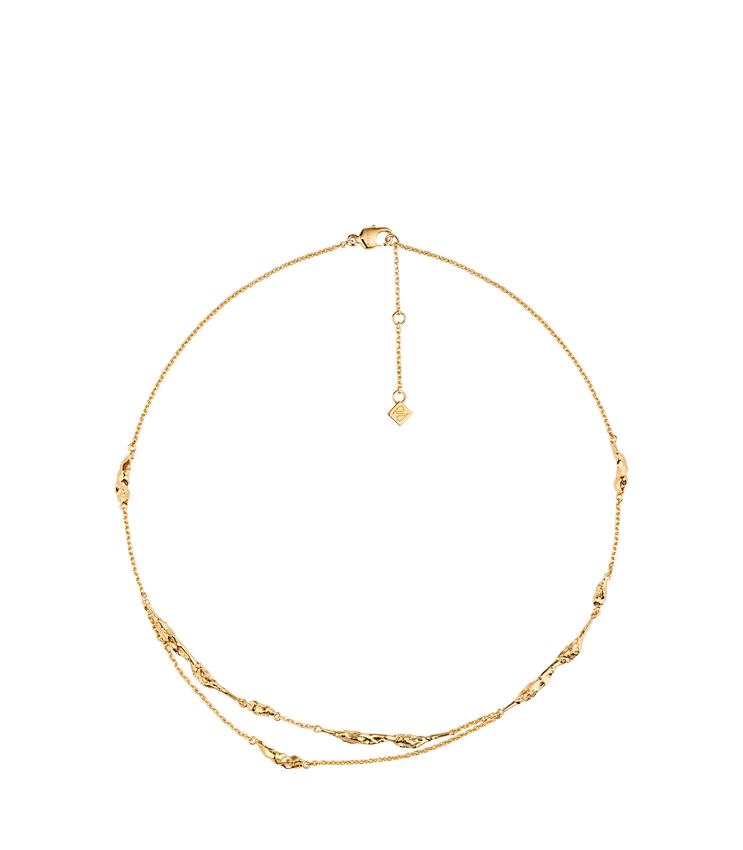 Collier à double chaîne Eroz, plaqué or 24 carats