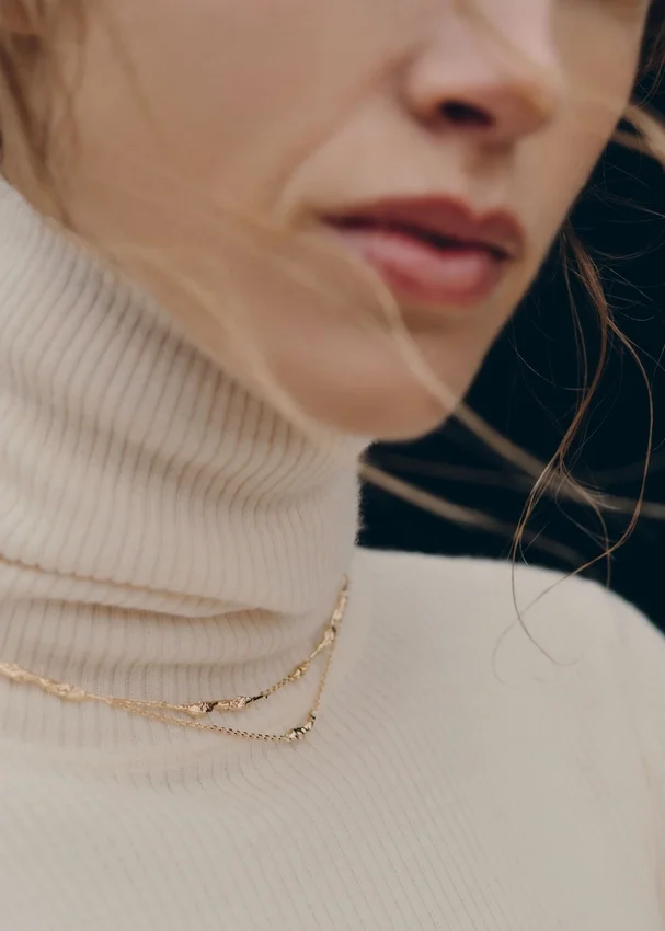 Collier à double chaîne Eroz, plaqué or 24 carats