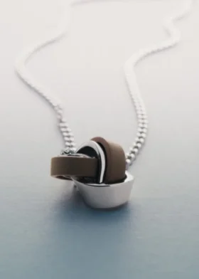 Collier Ormé Édition Argent rhodié avec cuir taupe