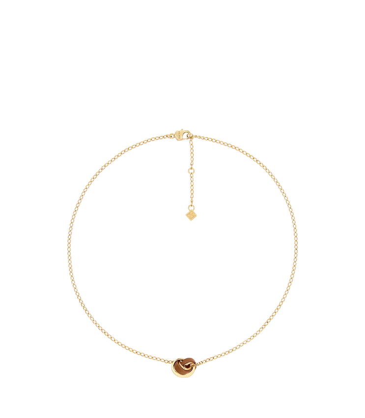 Collier Ormé, édition plaquée or avec cuir camel