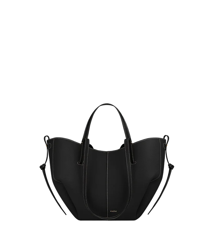 Cyme Mini Edition noir texturé avec surpiqûres écru