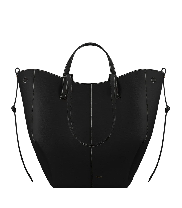 Cyme Tote Edition noir texturé avec surpiqûres écru