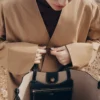 Cyme Tote Edition noir texturé avec surpiqûres écru