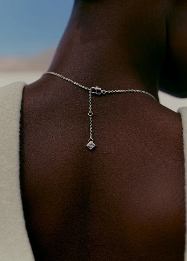 Édition Eroz à double chaîne, en laiton plaqué rhodium argenté
