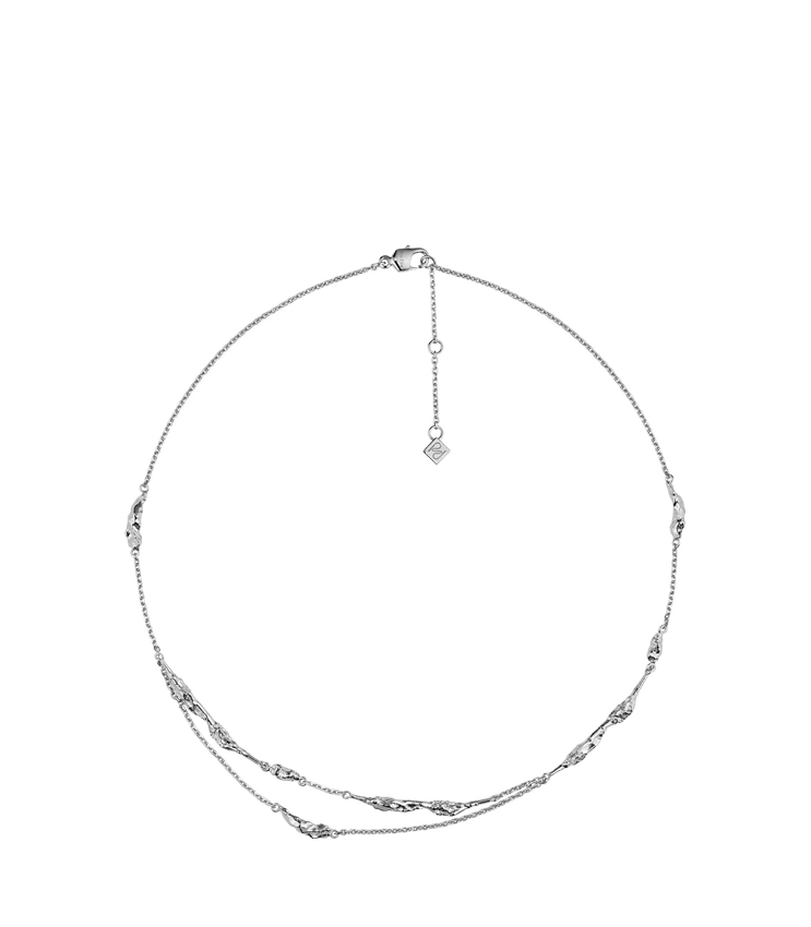 Édition Eroz à double chaîne, en laiton plaqué rhodium argenté