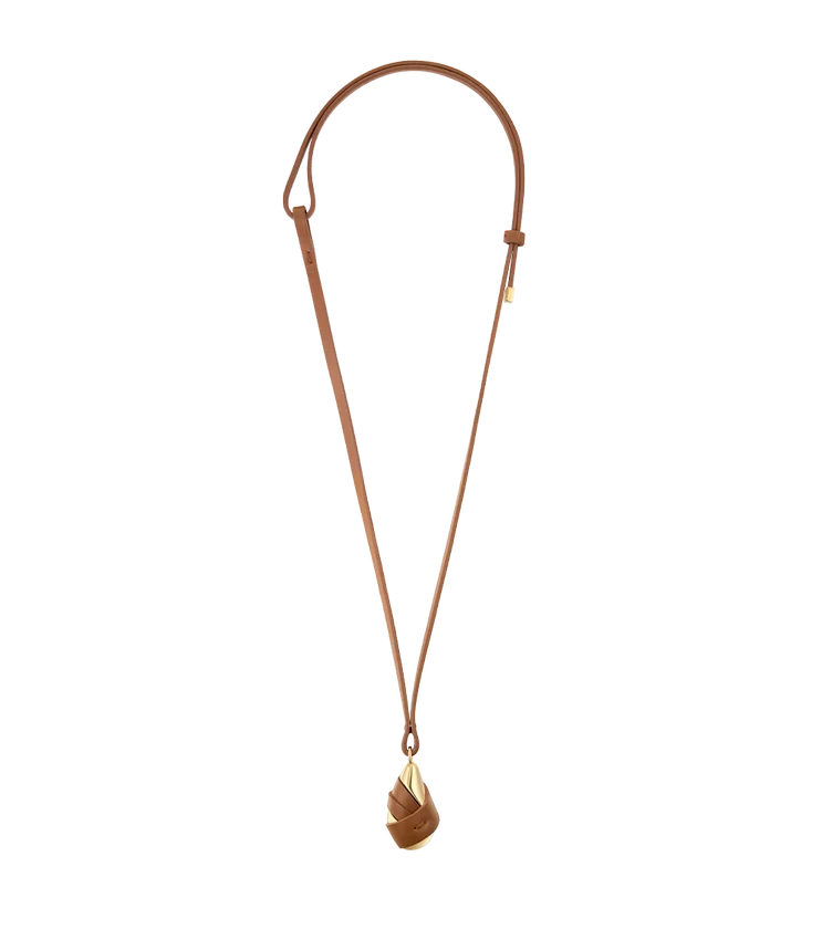 Pendentif Ormé Edition plaqué or avec cuir camel